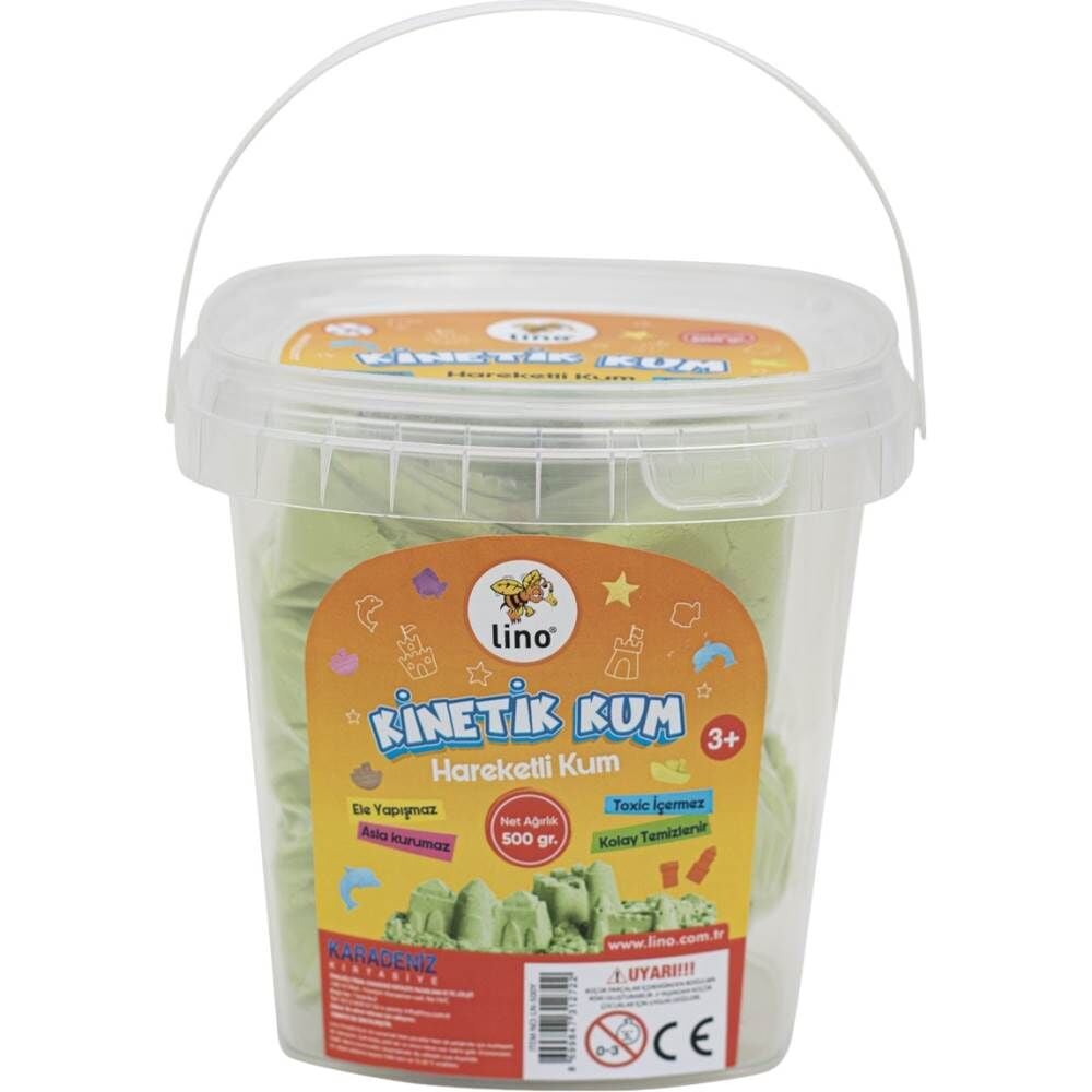 Lino Kinetik Kum 500 gr Kovalı 3 Kalıp LN-500Y Yeşil