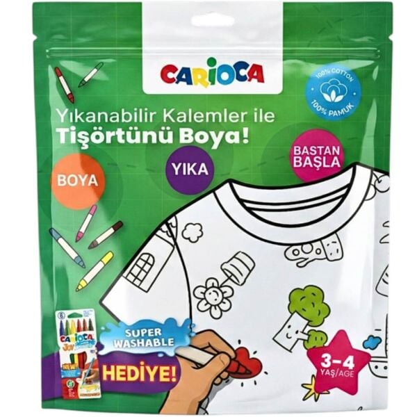 Carioca LN-80005 Boyanabilir Tişört Keçeli Kalem Hediyeli 3-4 Yaş