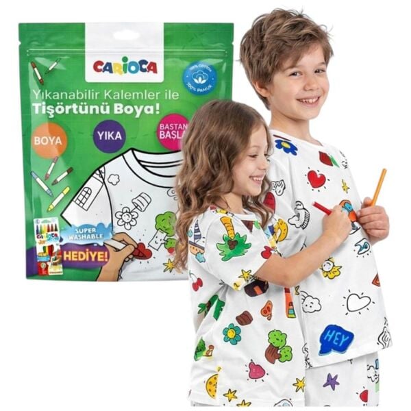 Carioca LN-80005 Boyanabilir Tişört Keçeli Kalem Hediyeli 3-4 Yaş