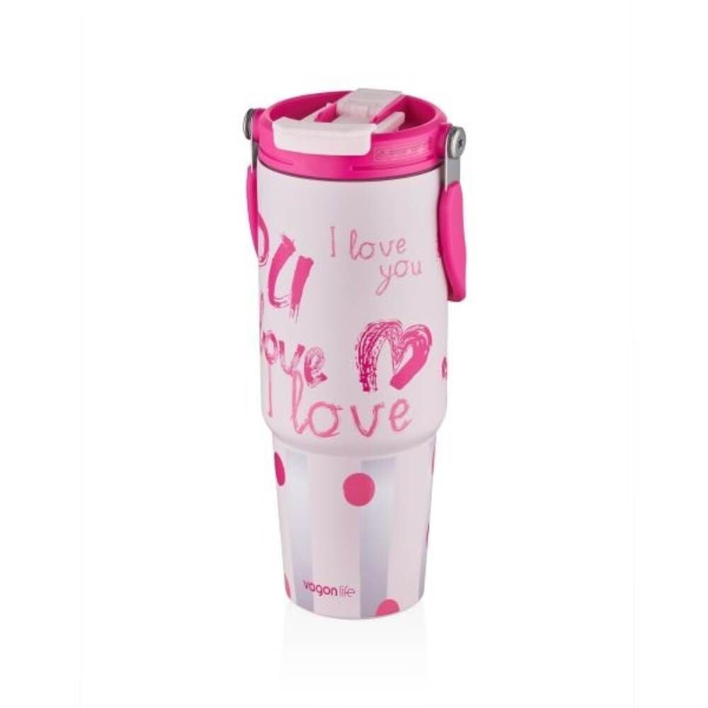 Vagonlife 900 ml Çelik Termos Matara VGN8137 Pembe