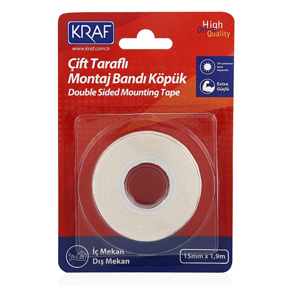 Kraf Montaj Bandı 2510G Çift Taraflı Köpük  15Mm X 1,9M