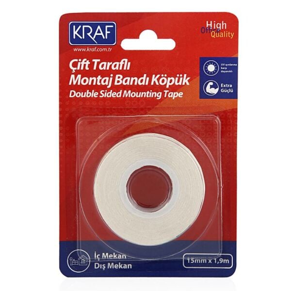 Kraf Montaj Bandı 2510G Çift Taraflı Köpük  15Mm X 1,9M