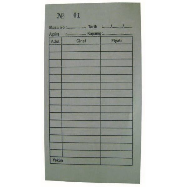 Dilman Adisyon Fişi Standart 8X15 4308