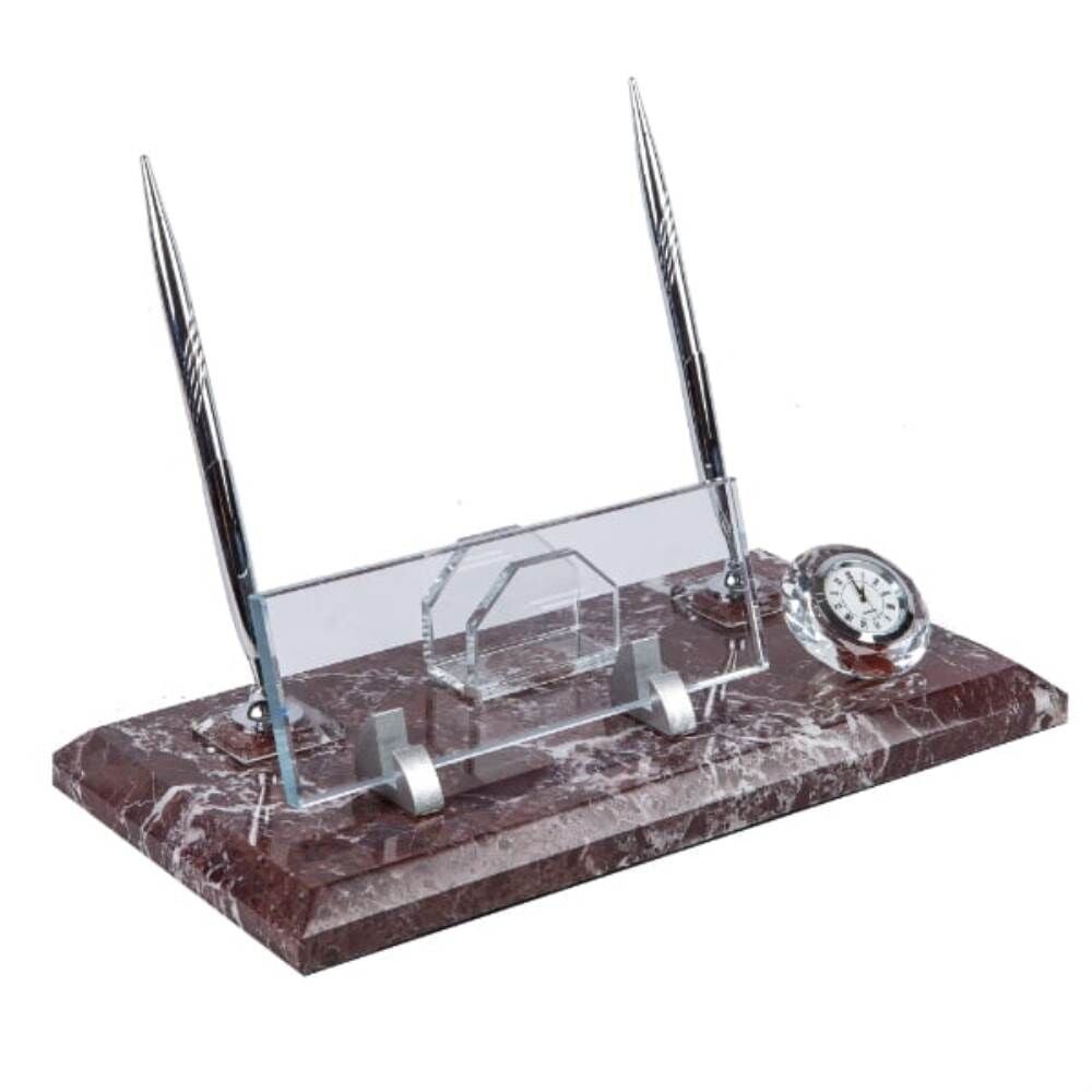 462 Bordo Gümüş Kalemli Mermer Set