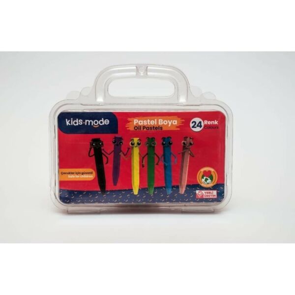 Kids Mode Yağlı Pastel Boya 24 Renk Çantalı 106