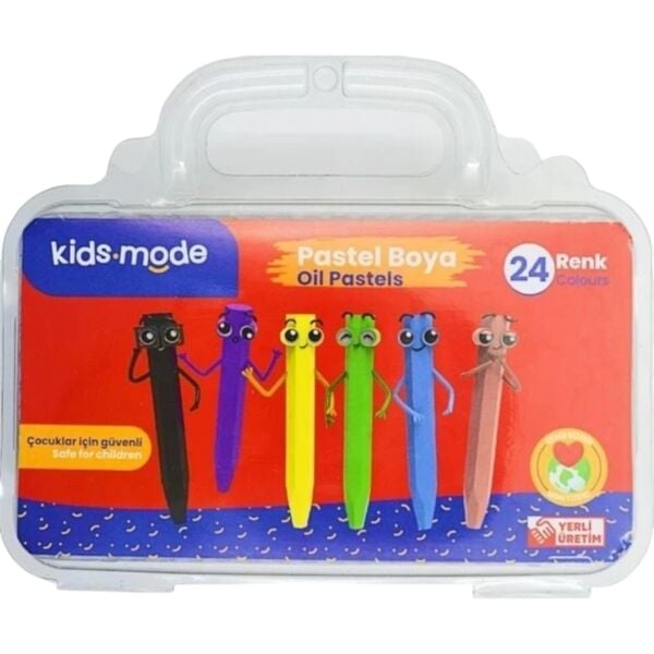 Kids Mode Yağlı Pastel Boya 24 Renk Çantalı 106