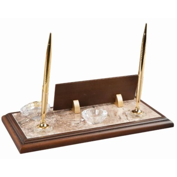 450 Ahşap Kahverengi Mermer Set Masa İsimliği