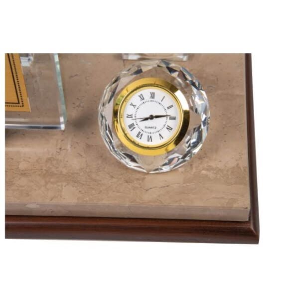 450 Ahşap Kahverengi Mermer Set Masa İsimliği