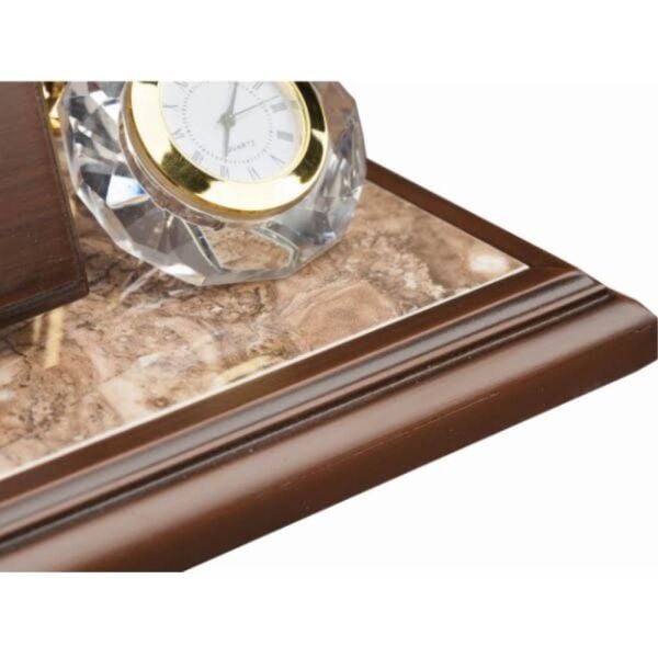 450 Ahşap Kahverengi Mermer Set Masa İsimliği