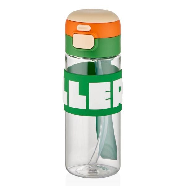 Diller 600 ml Geyik Silikon Gövdeli Pipetli Tritan Matara D2417 Yeşil