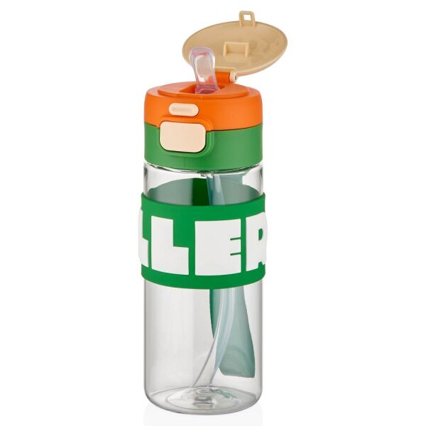 Diller 600 ml Geyik Silikon Gövdeli Pipetli Tritan Matara D2417 Yeşil