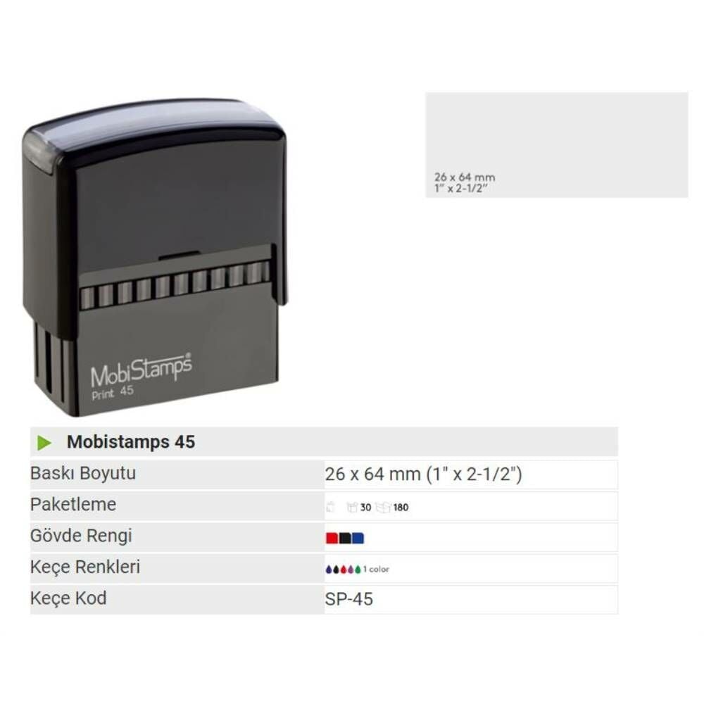 Mobistamps Kaşe 45 Siyah Keçe