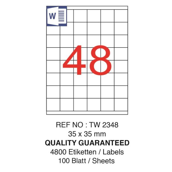 Tanex Laser Etiket Tw-2348 35 X 35 Mm ( 48 ) 100 Lü