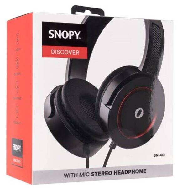Snopy SN-401 DISCOVER Kırmızı Güçlendirilmiş Bass Etkili Mikrofonlu Kulaklık