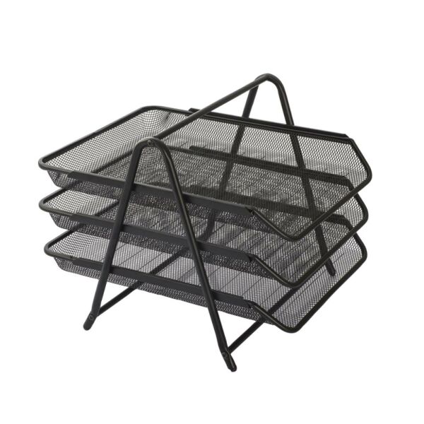 Kraf Perfore Evrak Rafı Metal 3 Katlı 460G Siyah