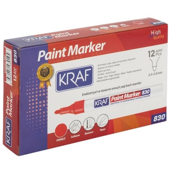 Kraf Paınt Markör 830 Kırmızı