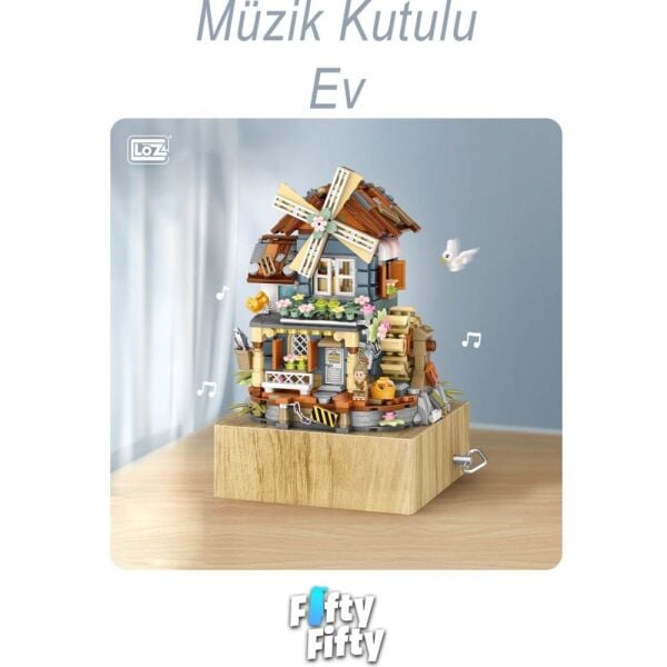 LOZ Klasik Yel Değirmeni Evi Müzik Kutusu 799 Parça Blok Oyuncak LZ1239