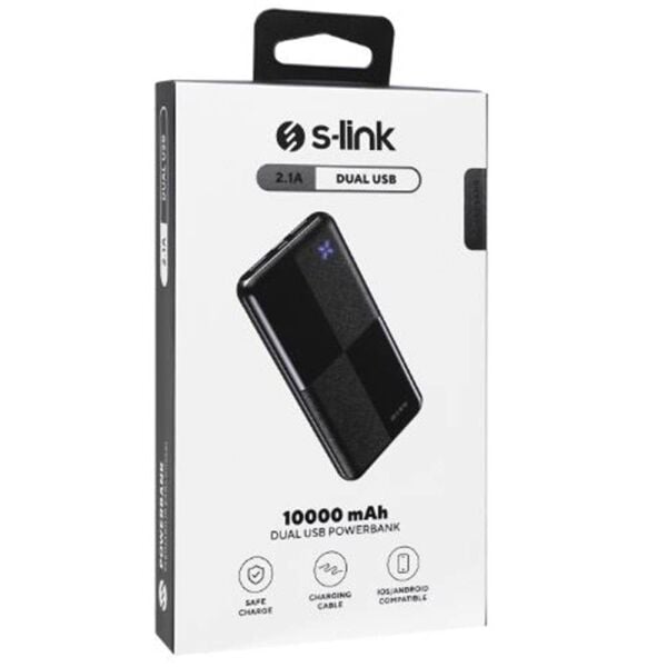 S-link IP-G12N 10000mAh Micro+Usb+ Type-C Giriş+Çıkış Siyah Taşınabilir Pil Şarj Cihazı Powerbank