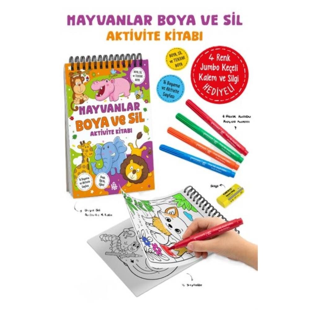 Hayvanlar Boya ve Sil Aktivite Kitabı