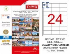 Tanex TW-2533 64.6x33.8 mm Laser Etiket