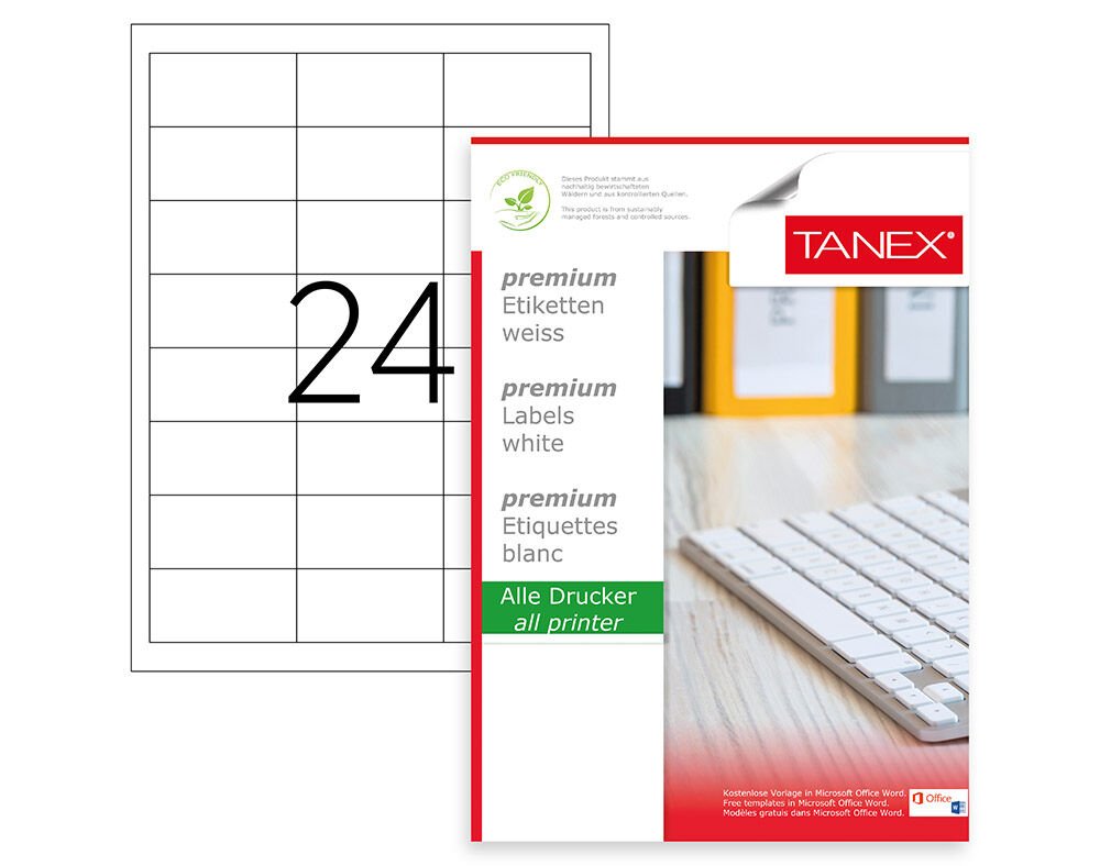 Tanex TW-2533 64.6x33.8 mm Laser Etiket