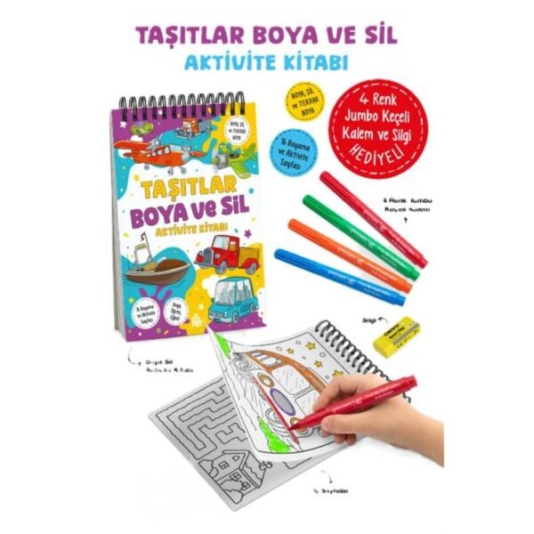 Taşıtlar Boya ve Sil Aktivite Kitabı