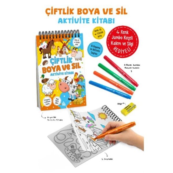Çiftlik Boya ve Sil Aktivite Kitabı 3 Yaş