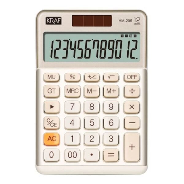 Kraf Masa Üstü Hesap Makinesi 12 Hane HM-205 Altın