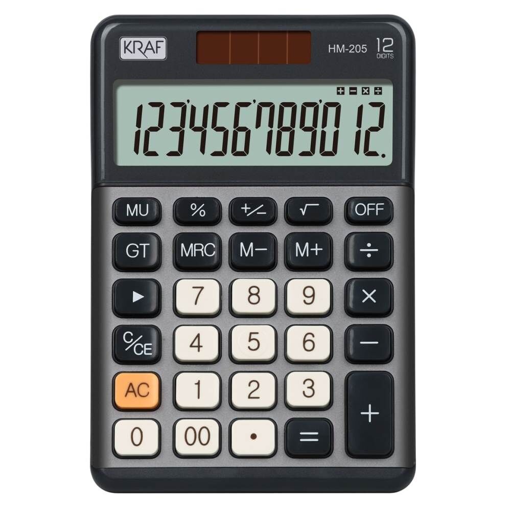 Kraf Masa Üstü Hesap Makinesi 12 Hane HM-205 Gri