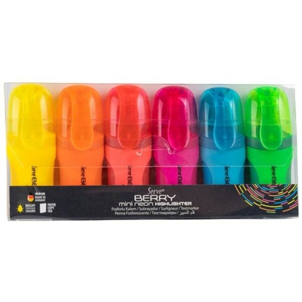 Serve Fosforlu Kalem Berry Mini Set 6 Lı Neon Sv-Brmfkp6fr