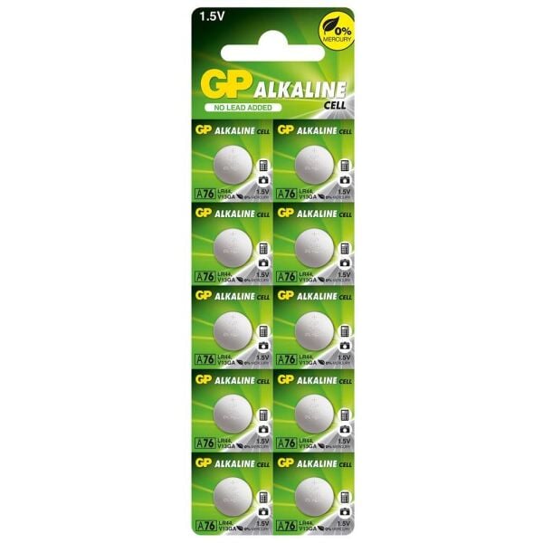 GP GPA76-2C10 LR44 AG13 Alkalin Düğme Pil 10'lu Paket 