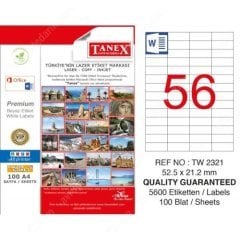 Tanex TW-2321 52.5x21.2 mm Laser Etiket