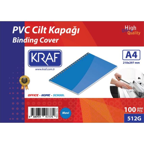 Kraf Cilt Kapağı A4 100 Lü 512G Mavi