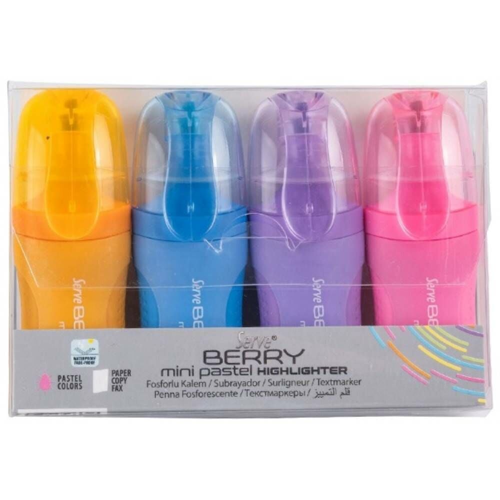 Serve Fosforlu Kalem Berry Mini Pastel Set 4 Lü Brmfkp4ps