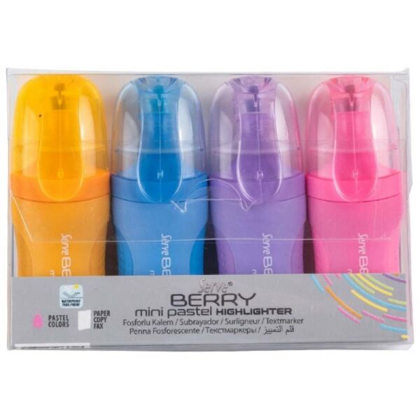 Serve Fosforlu Kalem Berry Mini Pastel Set 4 Lü Brmfkp4ps