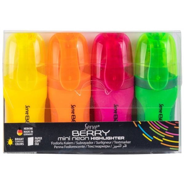 Serve Fosforlu Kalem Berry Mini Set 4 Lü Neon Brmfkp4fr