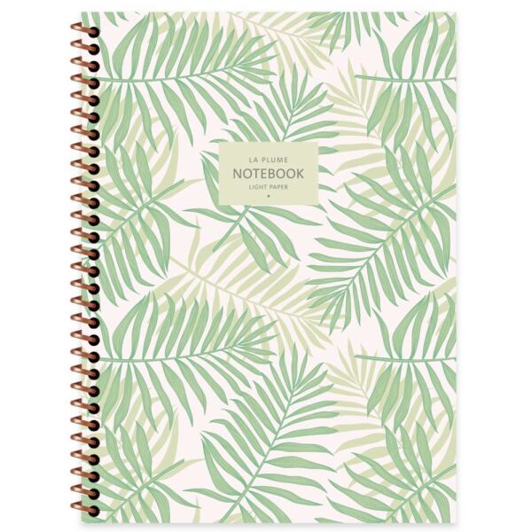 La Plume Leaves 16.5x22.5 80 Yaprak Kareli Spiralli Defter 44033-1