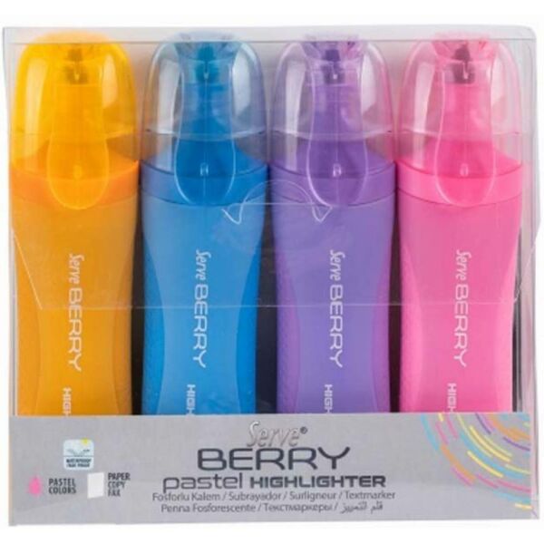 Serve Fosforlu Kalem Berry Set  4 Lü Pastel Brfkp4ps