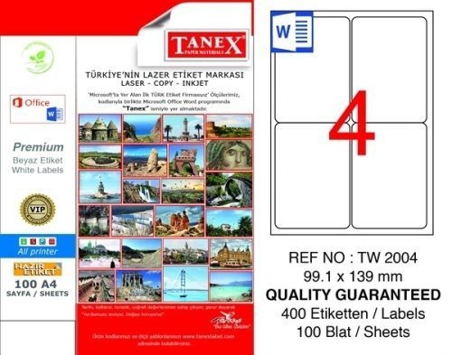Tanex TW-2004 99.1x139 mm Laser Etiket