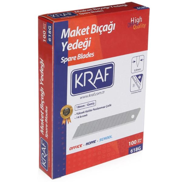 Kraf Maket Bıçağı Yedeği Geniş 100 Lü 618G