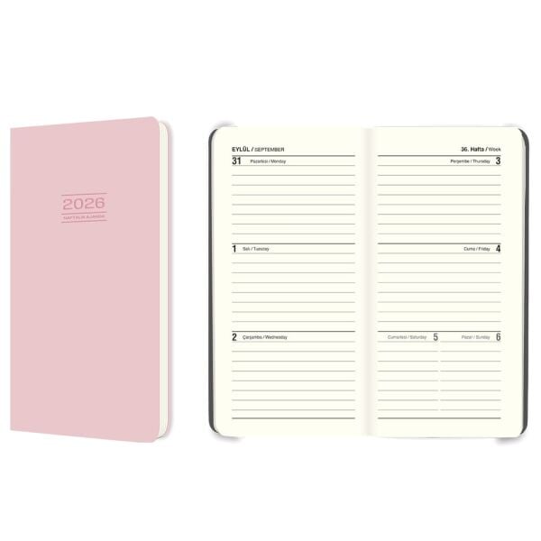 Keskin 2026 8x16 Pembe Haftalık Cep Ajandası