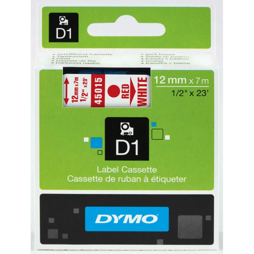 Dymo Şerit D1 12Mm X 7Mt Beyaz/Kırmızı 720550 45015