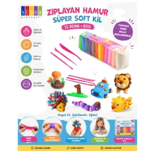Südor LC02 Süper Soft 12 Renk Zıplayan Oyun Hamuru