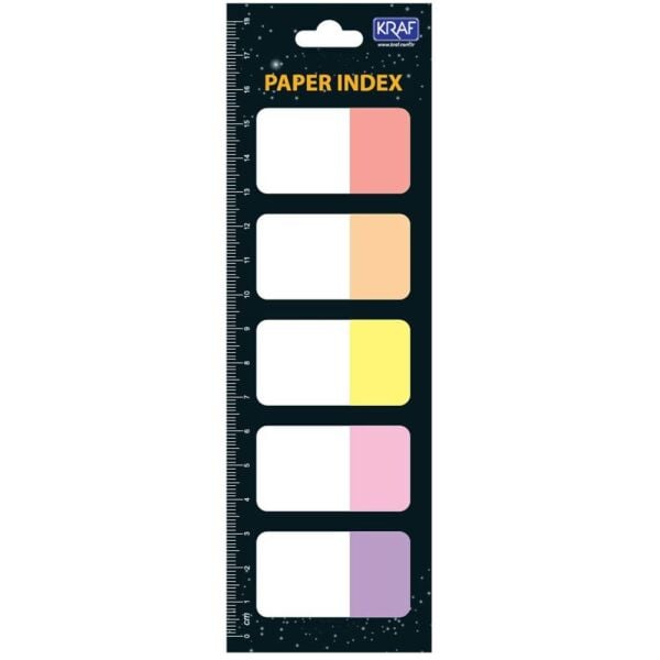 Kraf İndex Film Ayraç Kağıt 5 Renk 20 Yaprak 25x42 mm 1555
