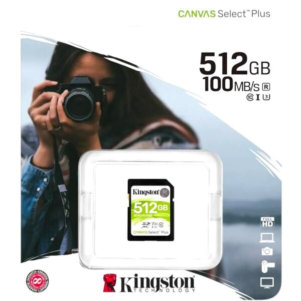 Kingston SDS2-512GB 512GB SDXC Canvas Select Plus 100R C10 UHS-I U3 V30 Hafıza Kartı