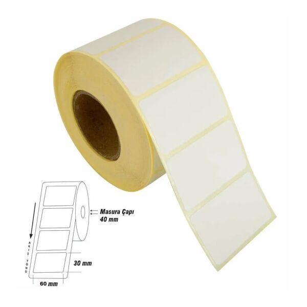 Termal Etiket 30x60 mm 1000 li