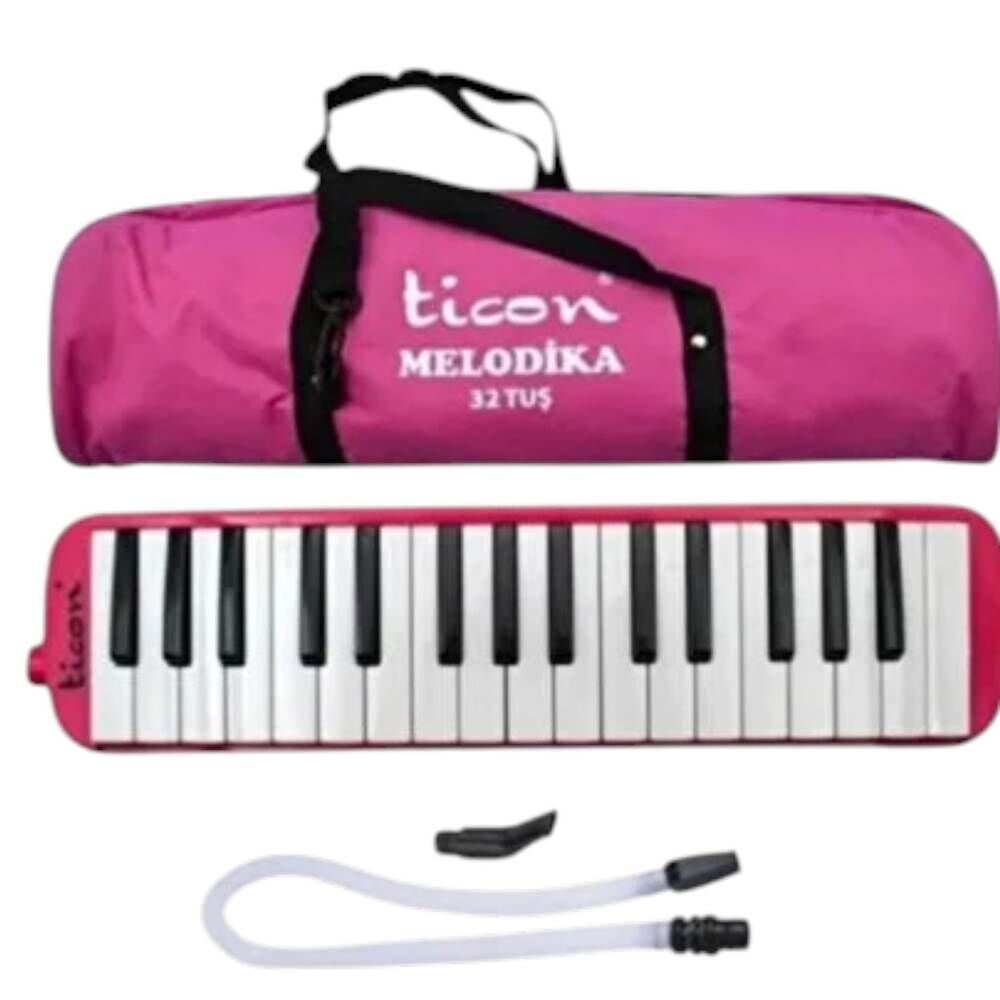 Ticon 32 Tuşlu Bez Çantalı Pembe Melodika