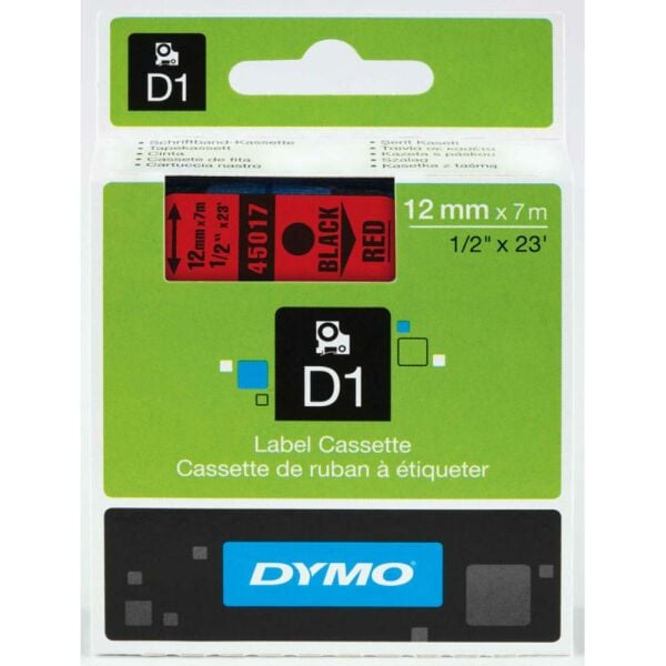 Dymo Şerit D1 12Mm X 7Mt Kırmızı/Siyah 720570 45017
