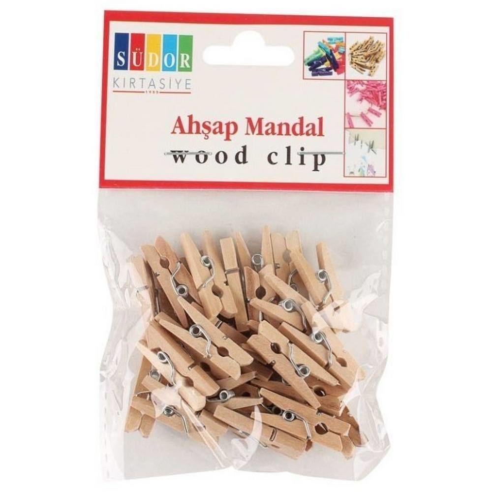 Südor Ahşap Mandal Naturel Küçük 2.5 cm BS100