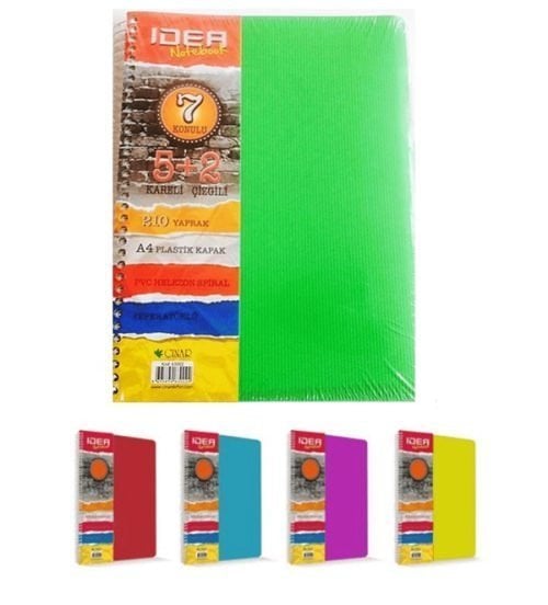 İdea Seperatörlü Defter A4 210 Yaprak 5+2 Bölmeli Plastik Kapak 63002